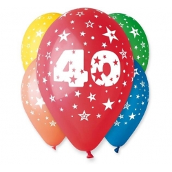 Balony z nadrukiem cyfra 40 lat (czterdziestka) 5 szt 30 cm